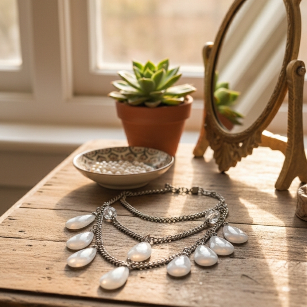 Ann Taylor Silver and White Necklace